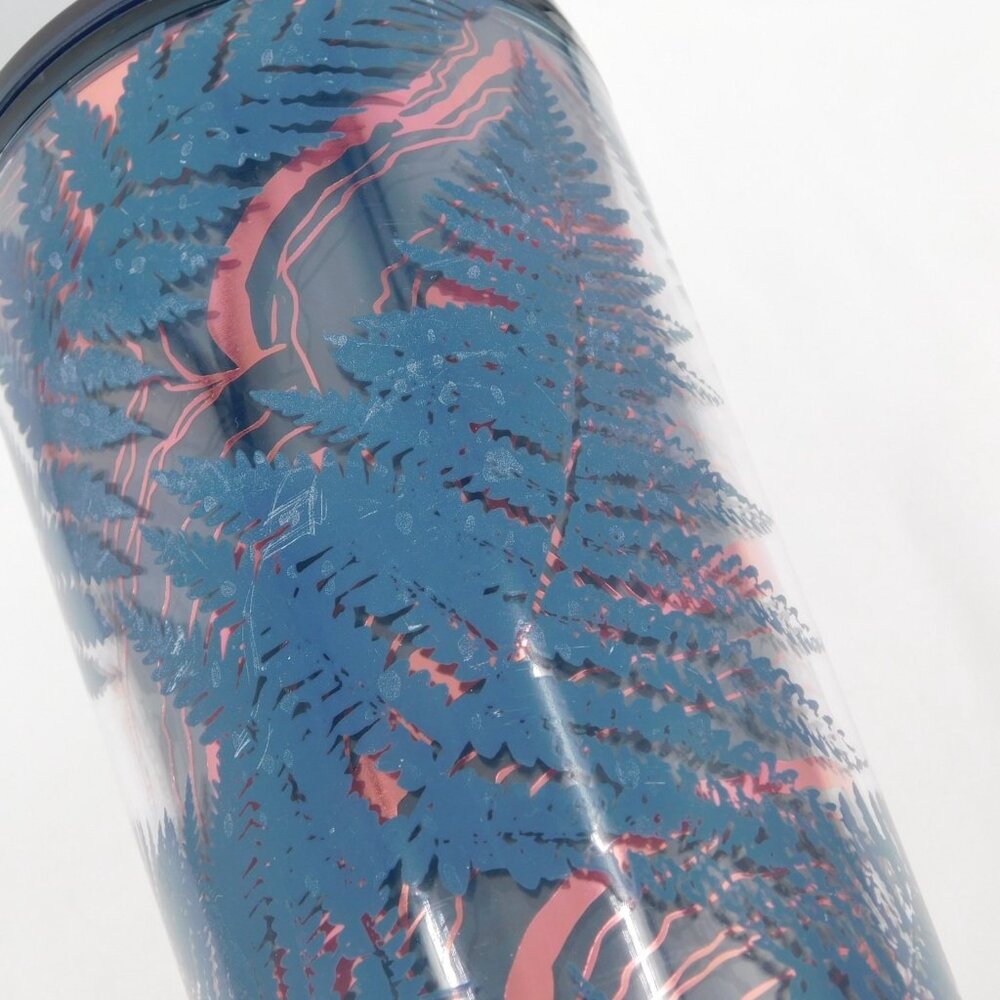 Starbucks Fall 2022 Ocean Fern Blue Rose Gold Foil 24oz Venti Cold Tumbler Straw - Picture 6 of 9